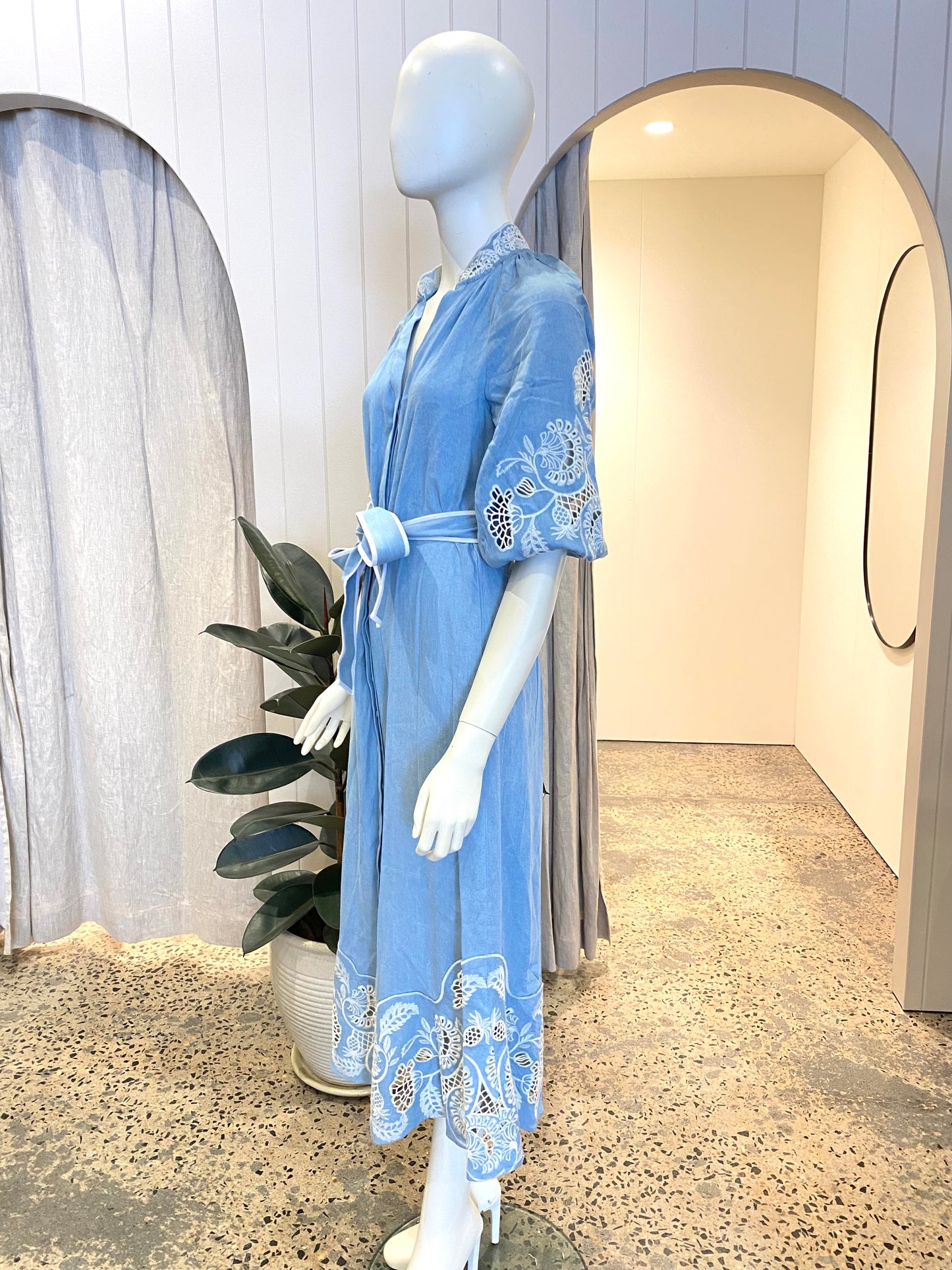 Once Was Amara Tencel Embroidered Maxi Dress - Size 1