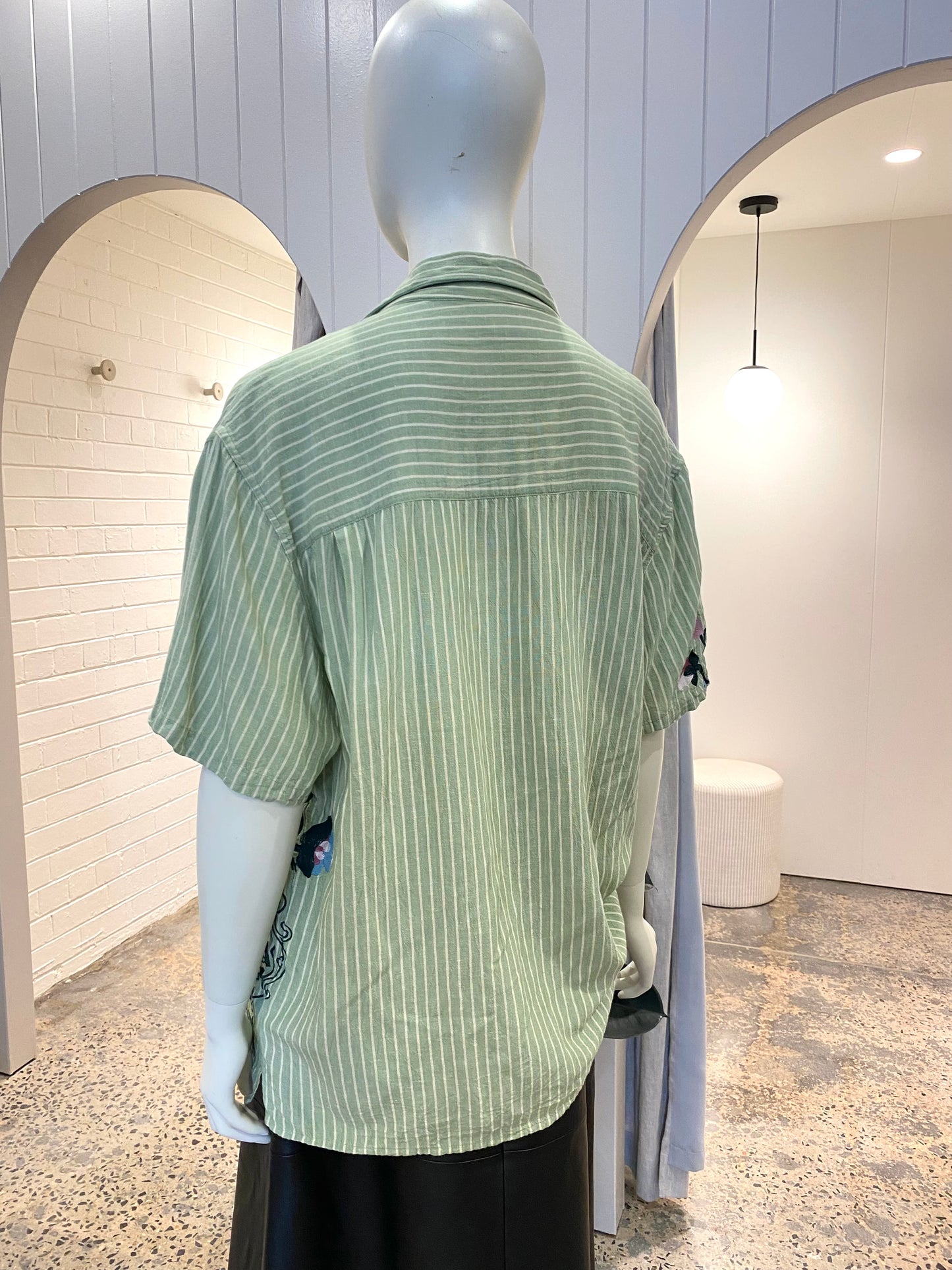 Drole De Monsieur Green Stripe Shirt - Size L (12)
