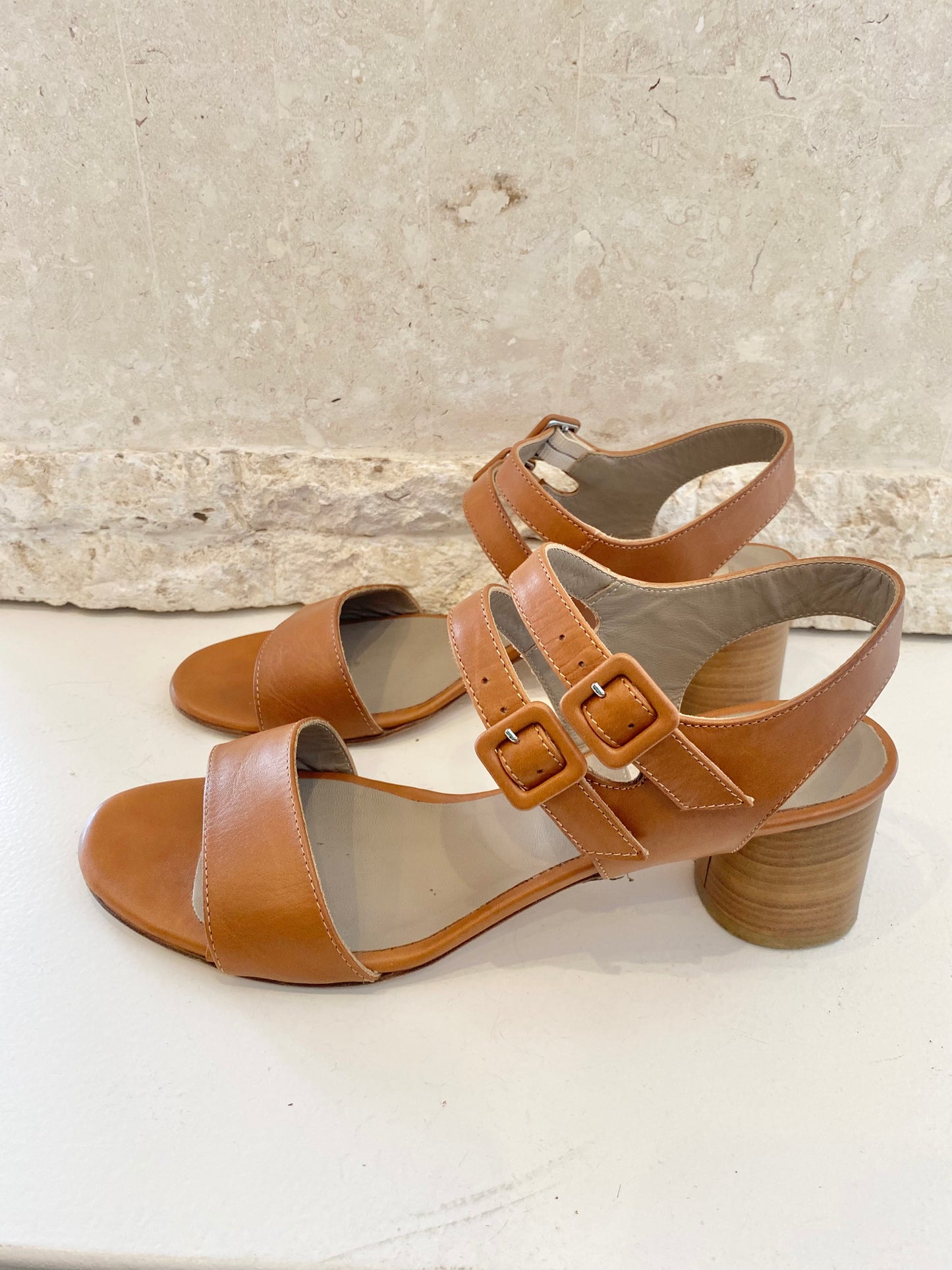 Habbot Rye Heeled Sandal Brown - Size 42