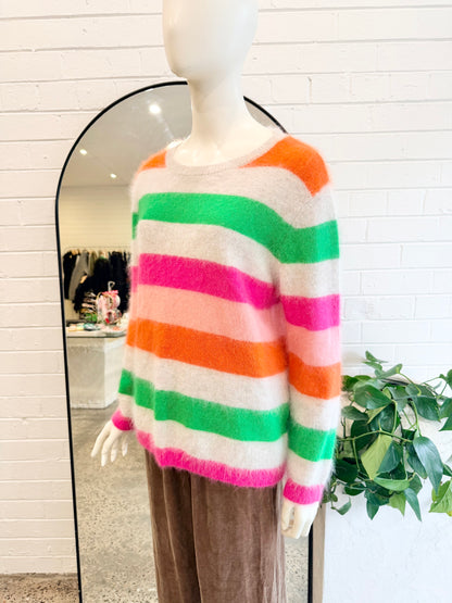 See Saw Angora Stripe Blend Stripe Knit Jumper - Size L (12)