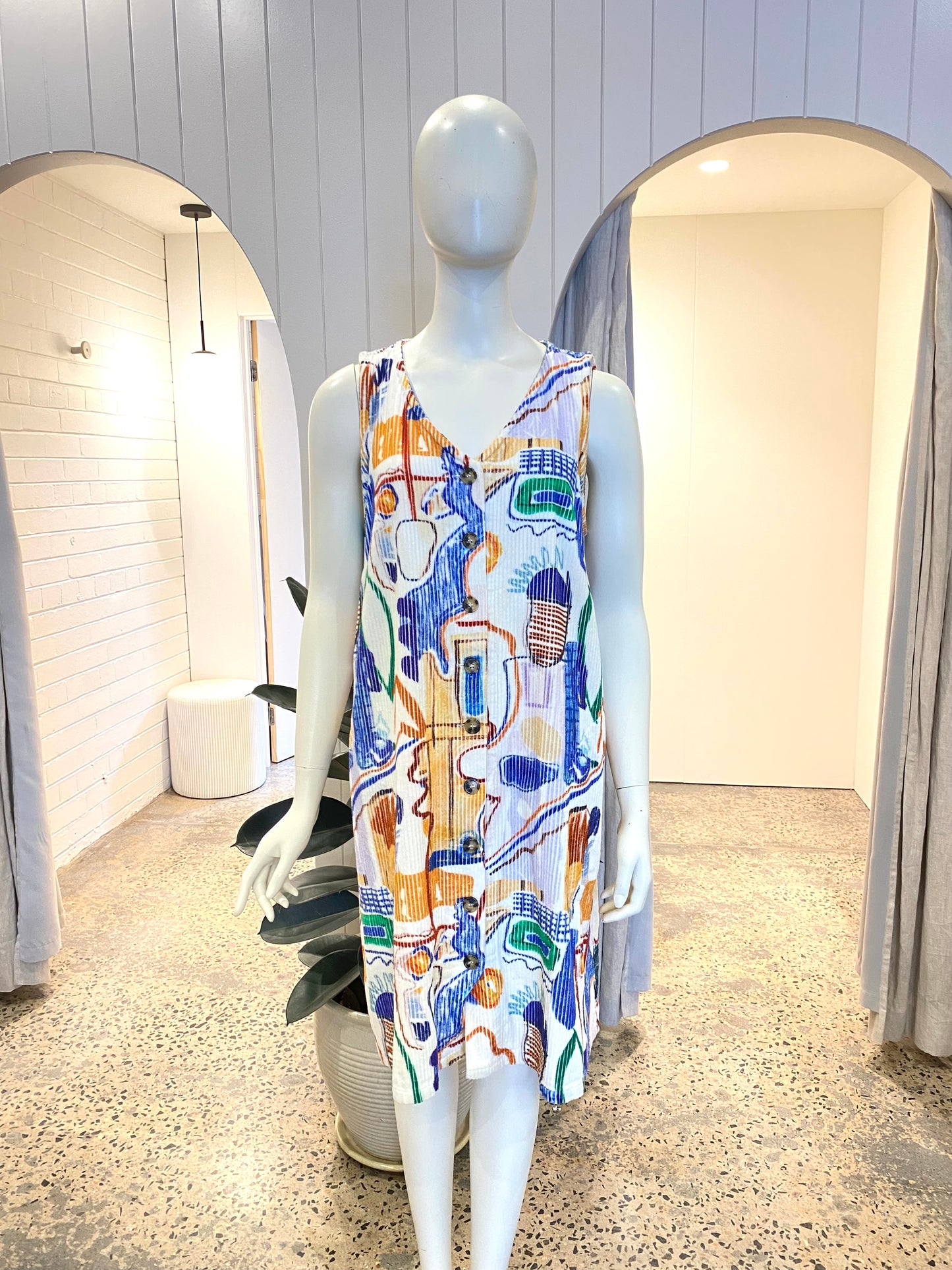 Wolf and Mishka Cord Printed Dress - Size L