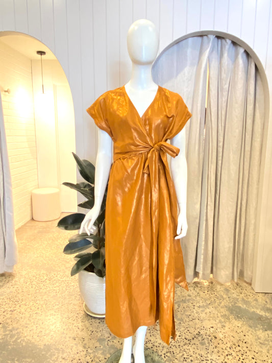 Elk Jopa Midi Dress in Copper - Size 10