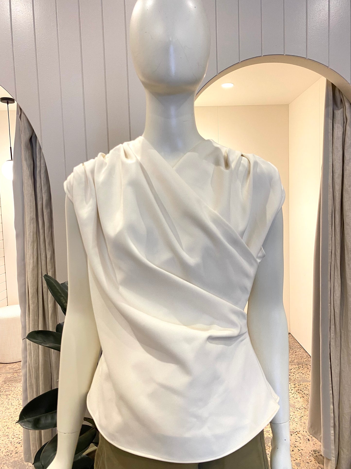 Emerson Studio Cream Wrap Blouse - Size M