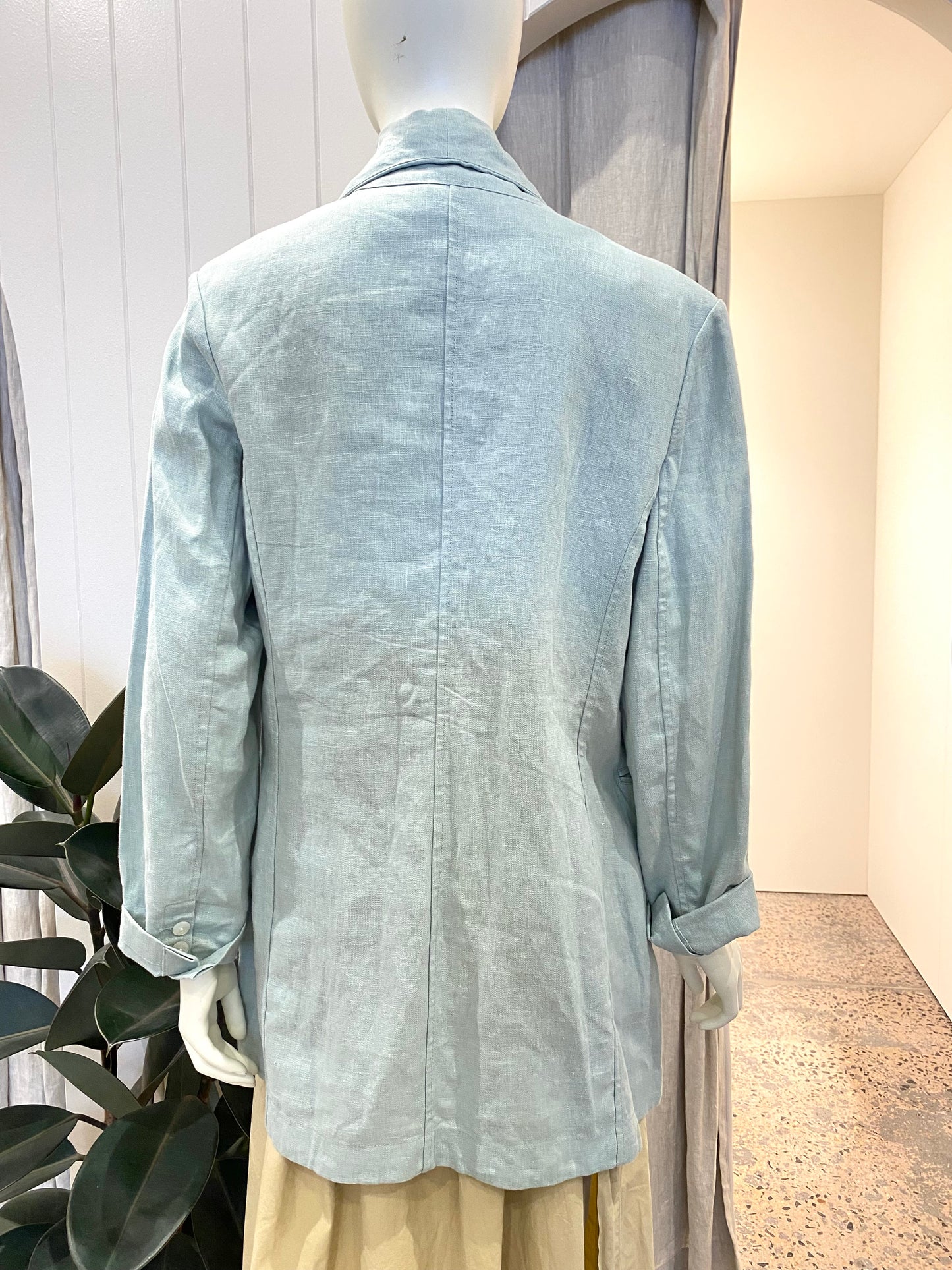 Flannel Harper Linen Blazer in Mint - Size 3 (12)