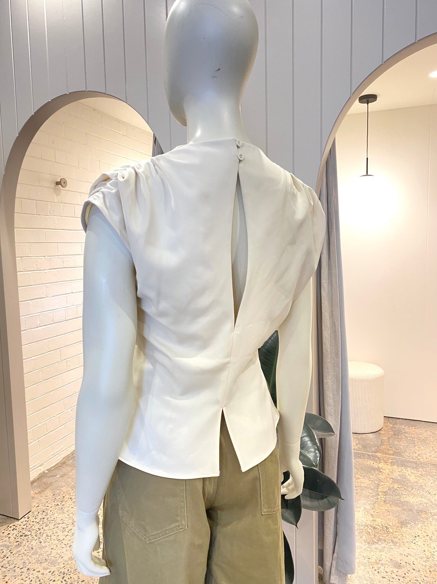 Emerson Studio Cream Wrap Blouse - Size M