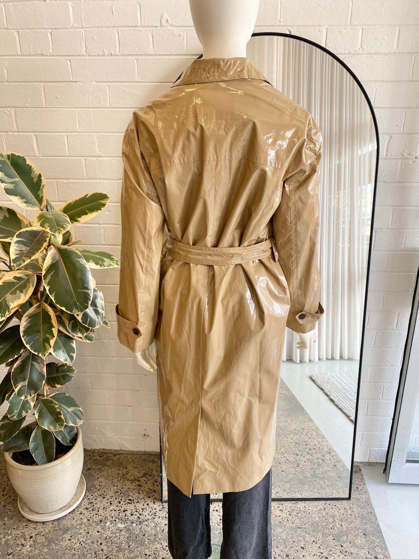 Ba&Sh Beige Cal Faux Leather Trench Coat - Size 1 (8-12)