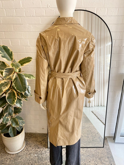 Ba&Sh Beige Cal Faux Leather Trench Coat - Size 1 (8-12)
