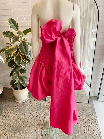 Aje Piacere Fuchsia Bubble Hem Mini Dress - Size 16