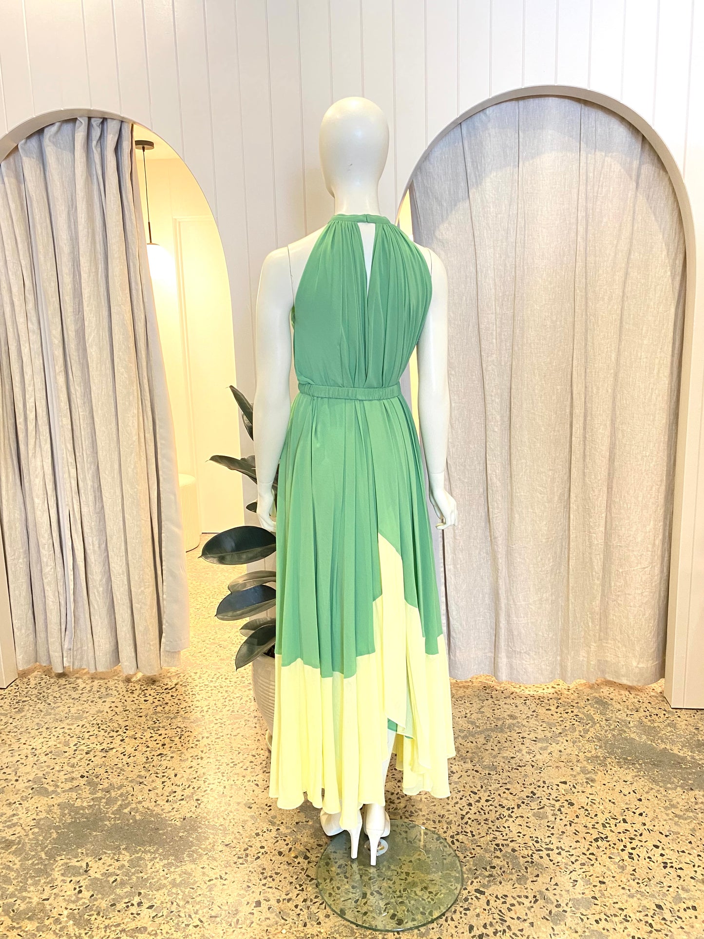 Saloni Irist two tone Georgette Halterneck Maxi Dress - Size 8