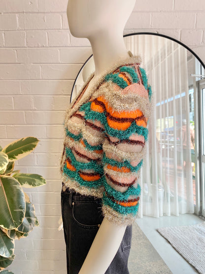 M Missoni Collection Multicolour Wave Metallic Cropped Cardigan - Size S (8/10)