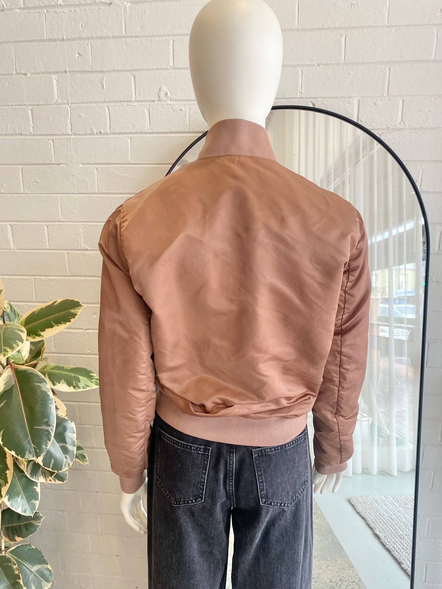 Acne Studios Terracotta Azura Rose Satin Bomber Jacket - Size S
