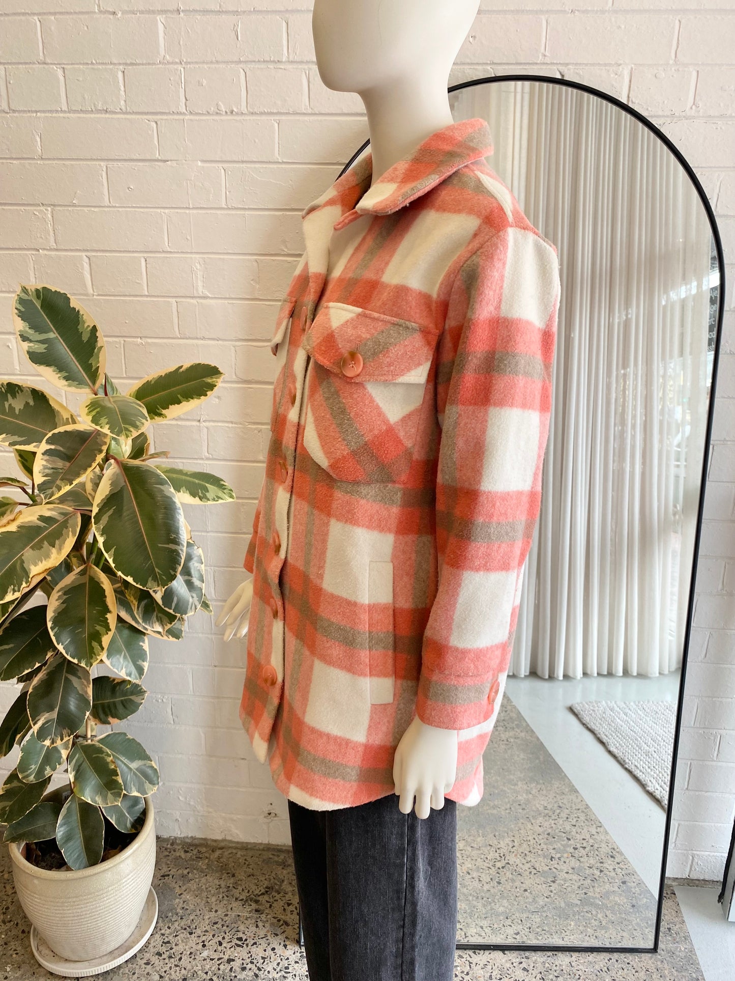 Steele Pink Pigalle Check Shacket - Size S (10)
