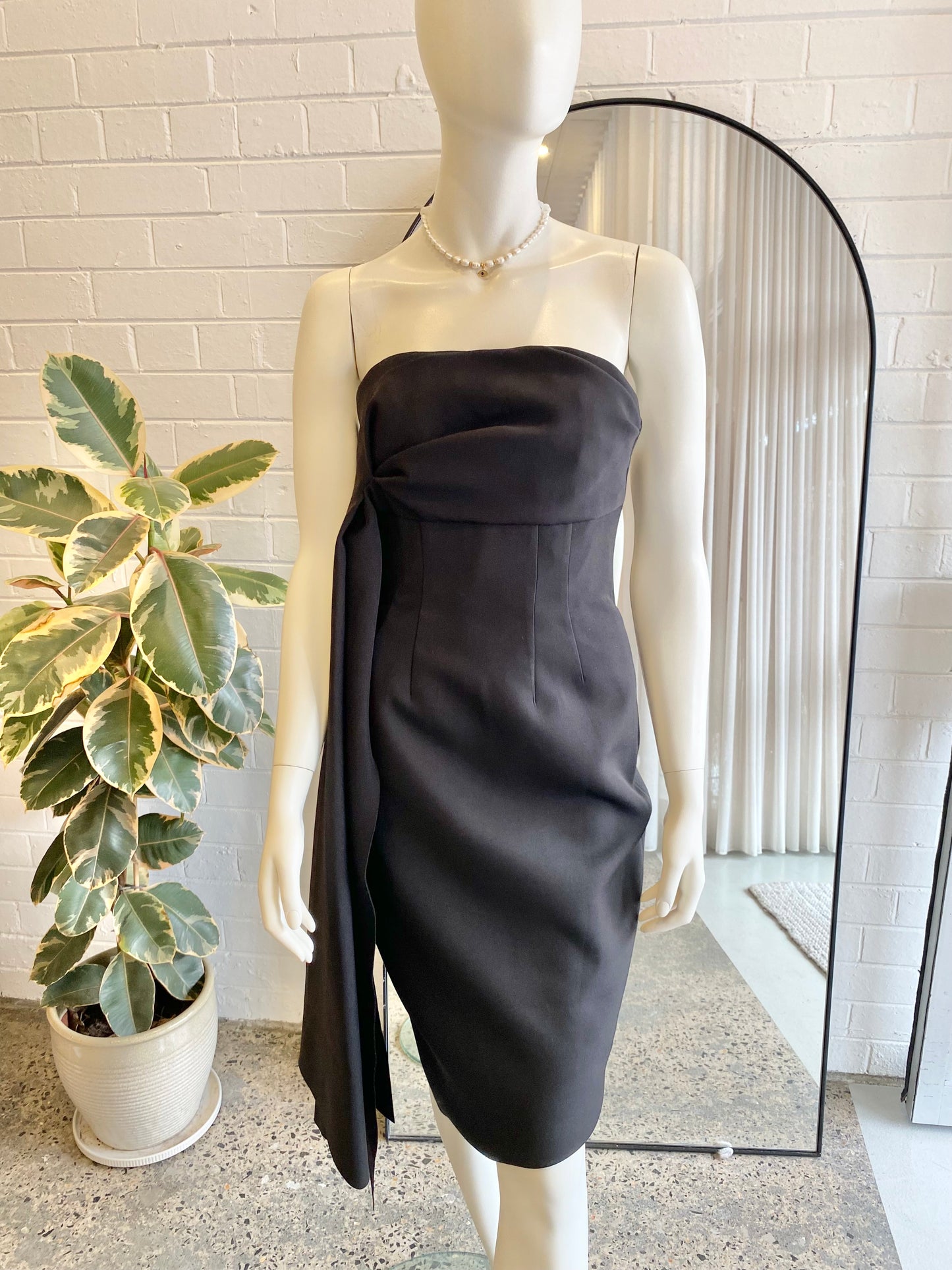 Rachel Gilbert Black Strapless Midi Dress - Size 1 (8)