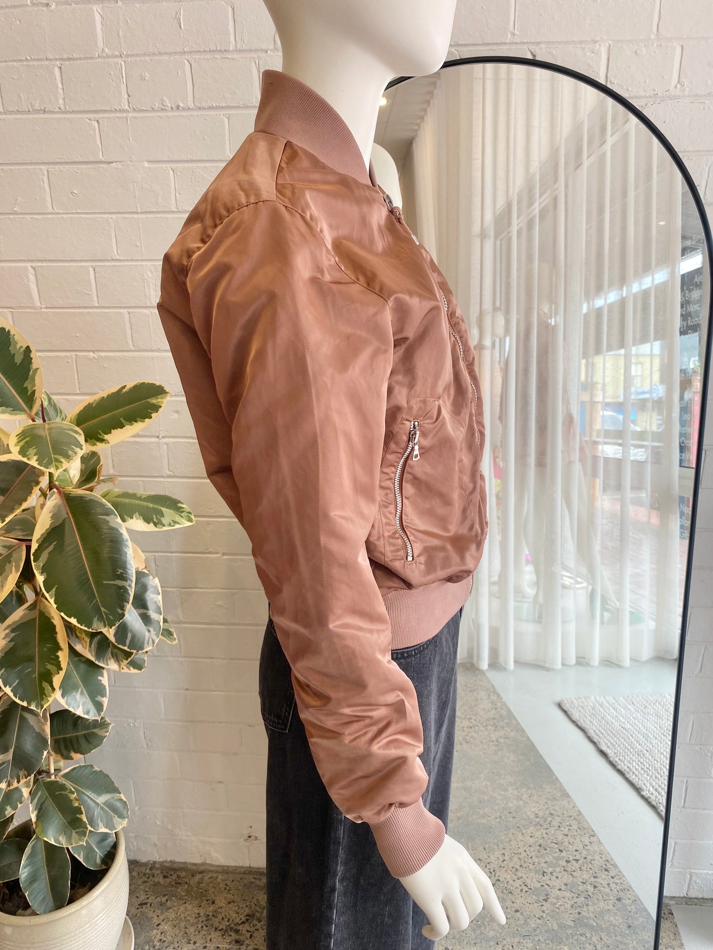Acne Studios Terracotta Azura Rose Satin Bomber Jacket - Size S