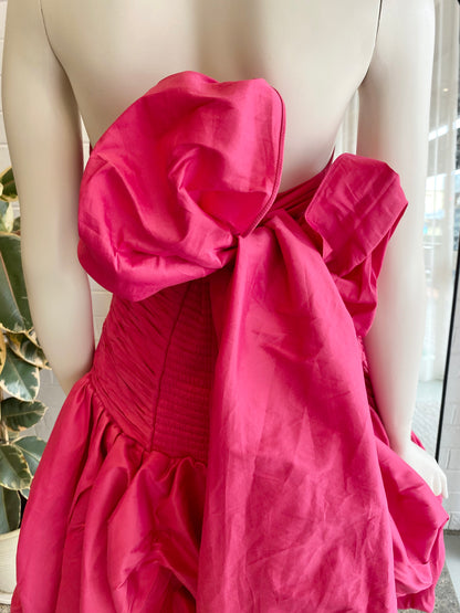 Aje Piacere Fuchsia Bubble Hem Mini Dress - Size 16
