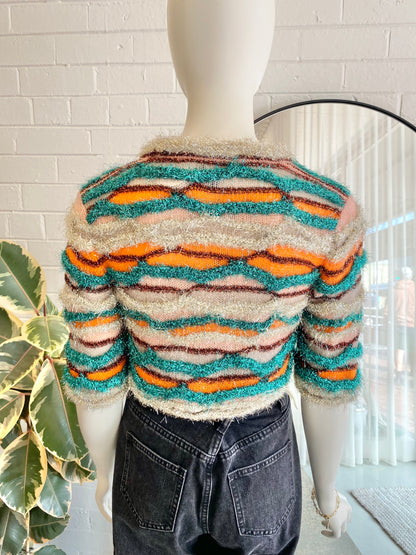 M Missoni Collection Multicolour Wave Metallic Cropped Cardigan - Size S (8/10)