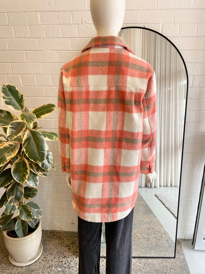 Steele Pink Pigalle Check Shacket - Size S (10)