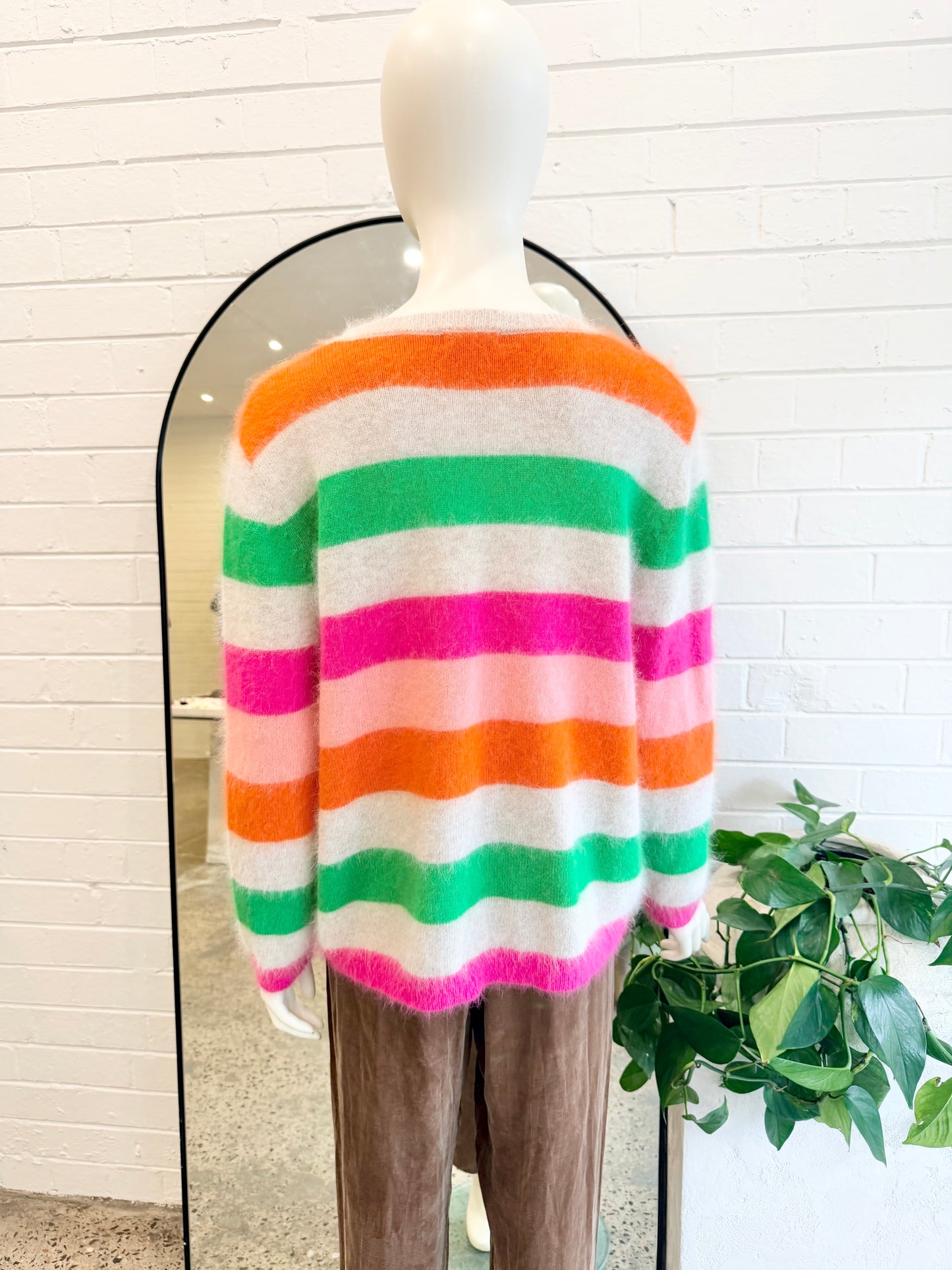 See Saw Angora Stripe Blend Stripe Knit Jumper - Size L (12)