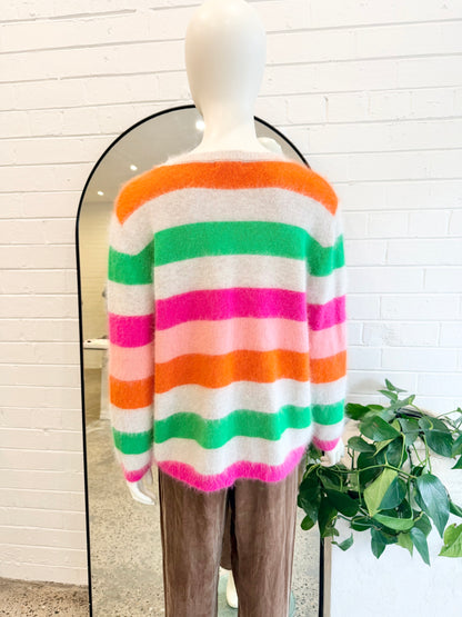 See Saw Angora Stripe Blend Stripe Knit Jumper - Size L (12)
