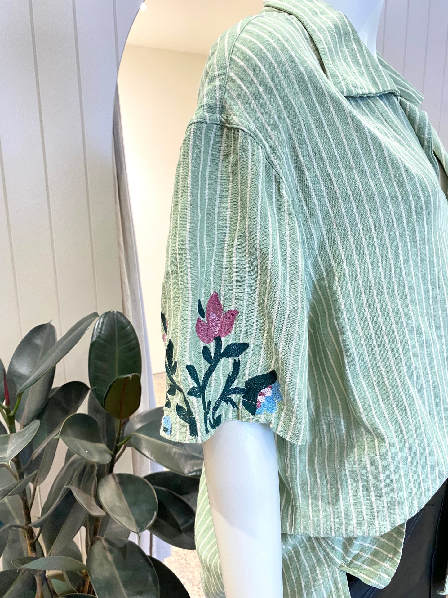 Drole De Monsieur Green Stripe Shirt - Size L (12)