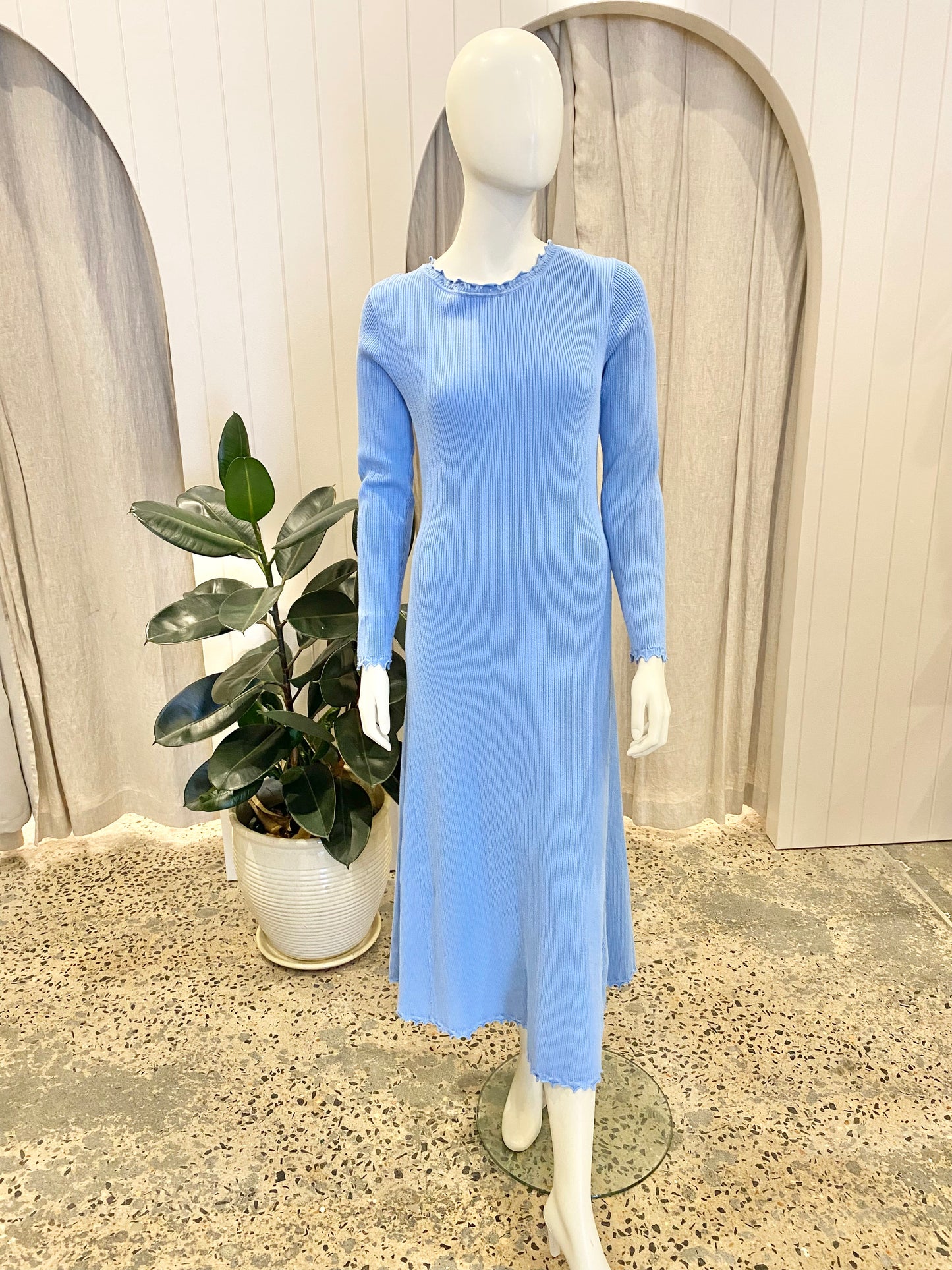 Kivari Knit Midi Dress in Cornlower Blue - Size 10