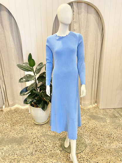 Kivari Knit Midi Dress in Cornlower Blue - Size 10