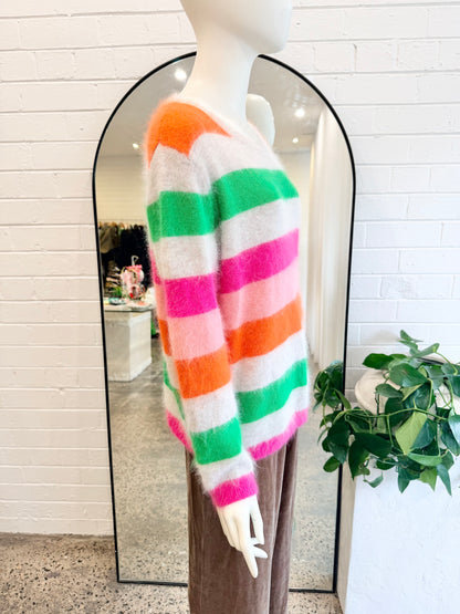 See Saw Angora Stripe Blend Stripe Knit Jumper - Size L (12)
