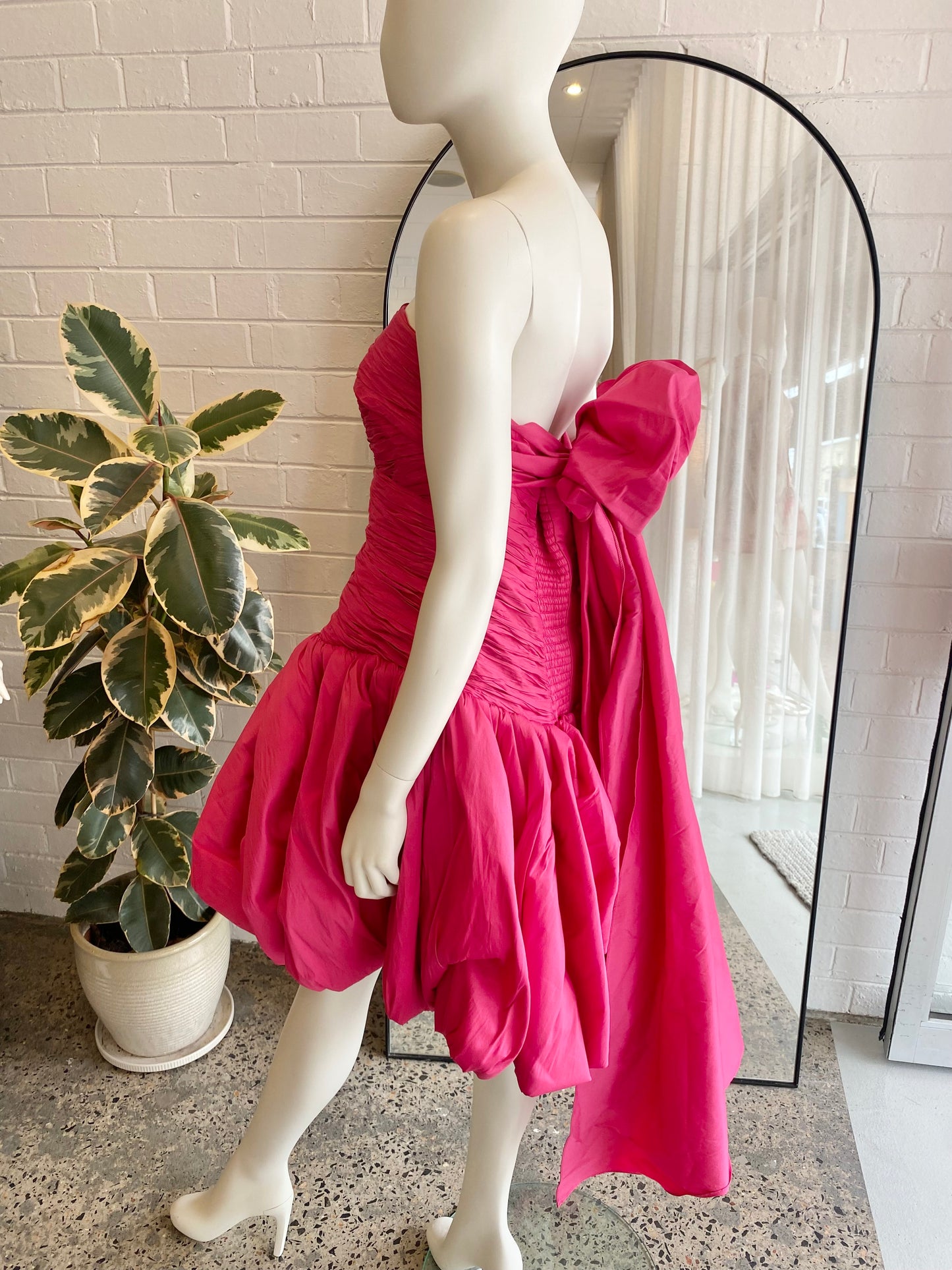 Aje Piacere Fuchsia Bubble Hem Mini Dress - Size 16