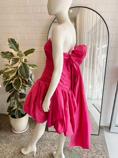Aje Piacere Fuchsia Bubble Hem Mini Dress - Size 16