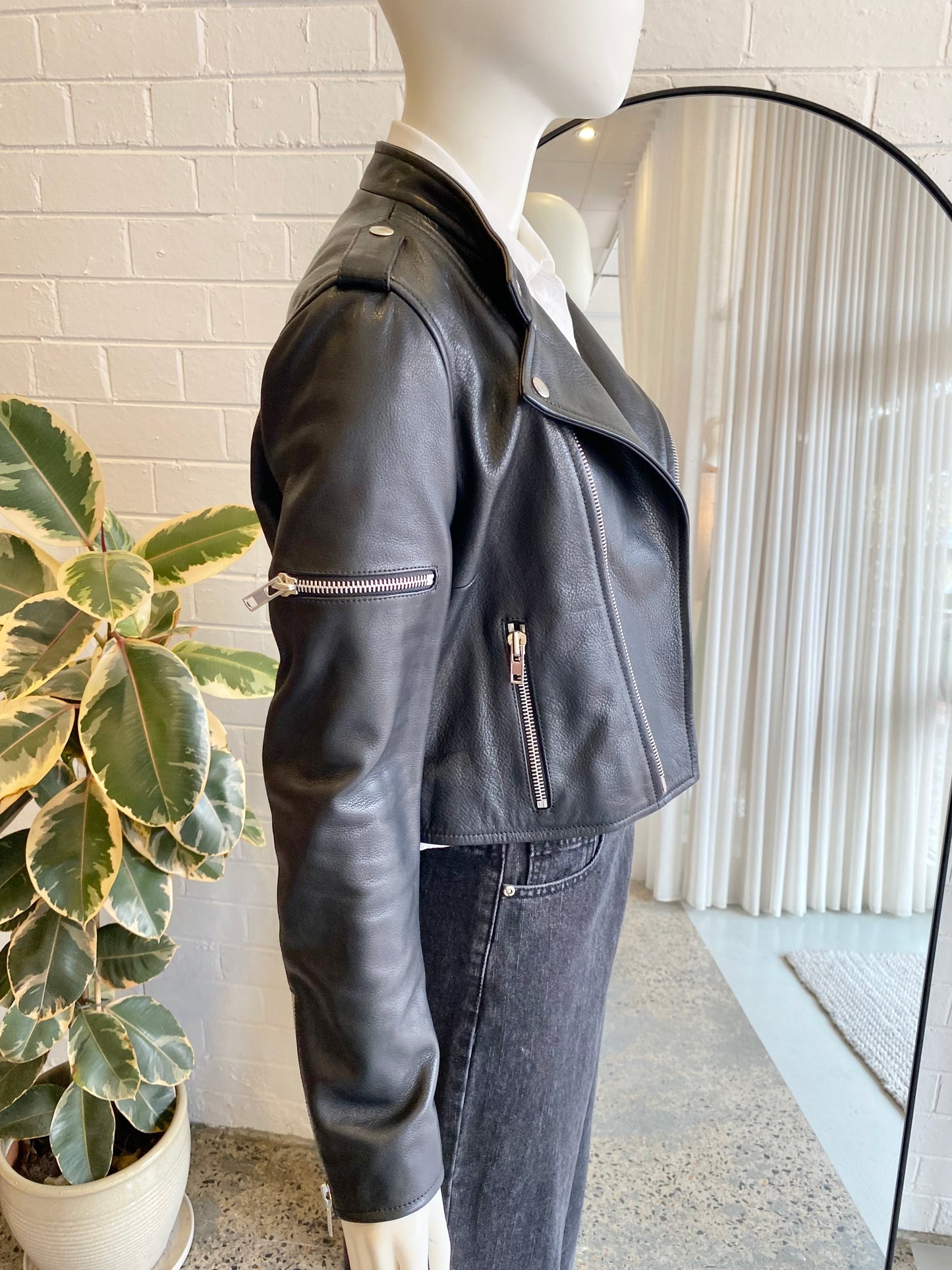 Scanlan Theodore Black Leather Jacket - Size 8/10