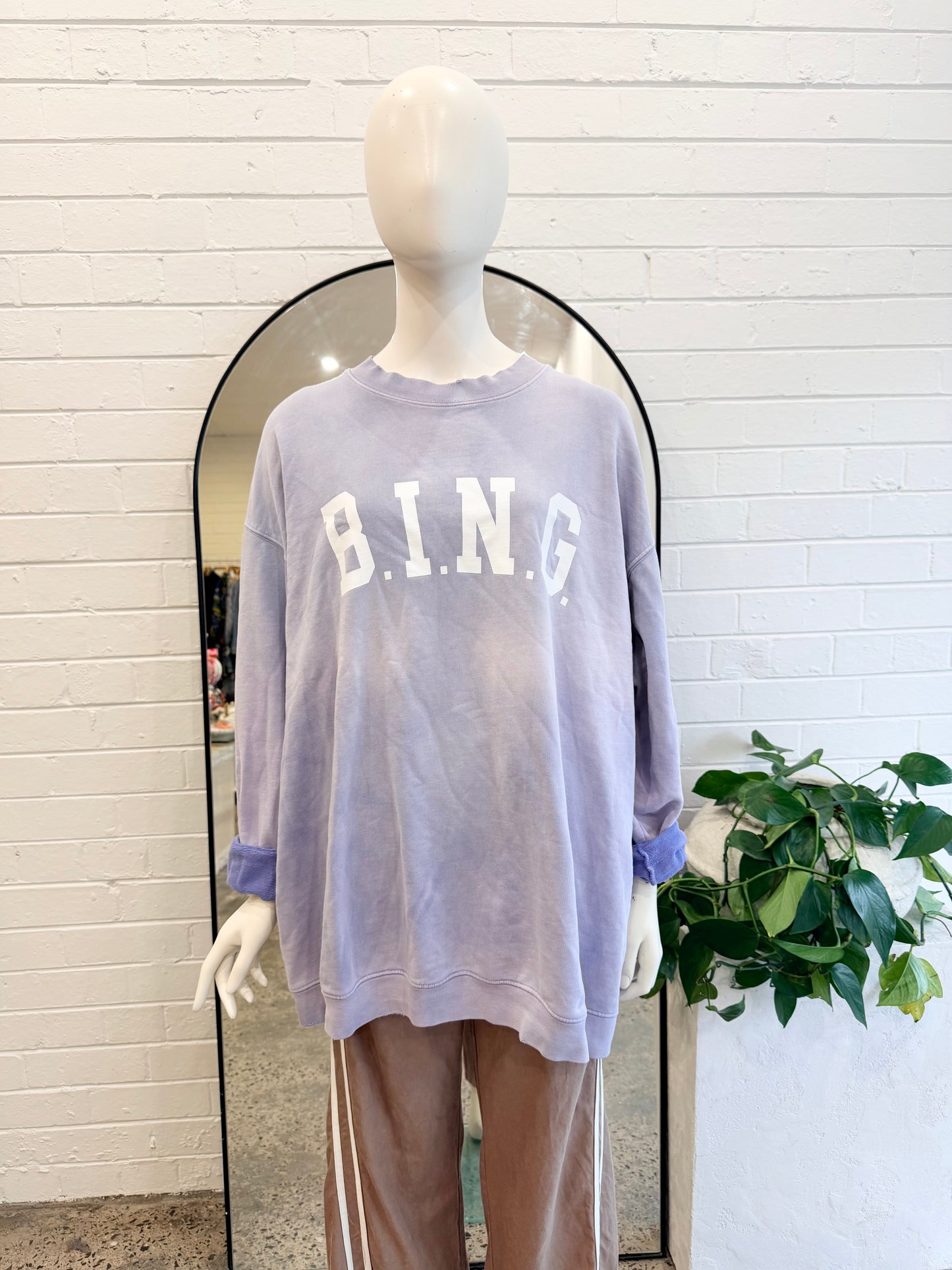 Anine Bing Lilac Tyler Sweatshirt - Size XL (12 - 14)