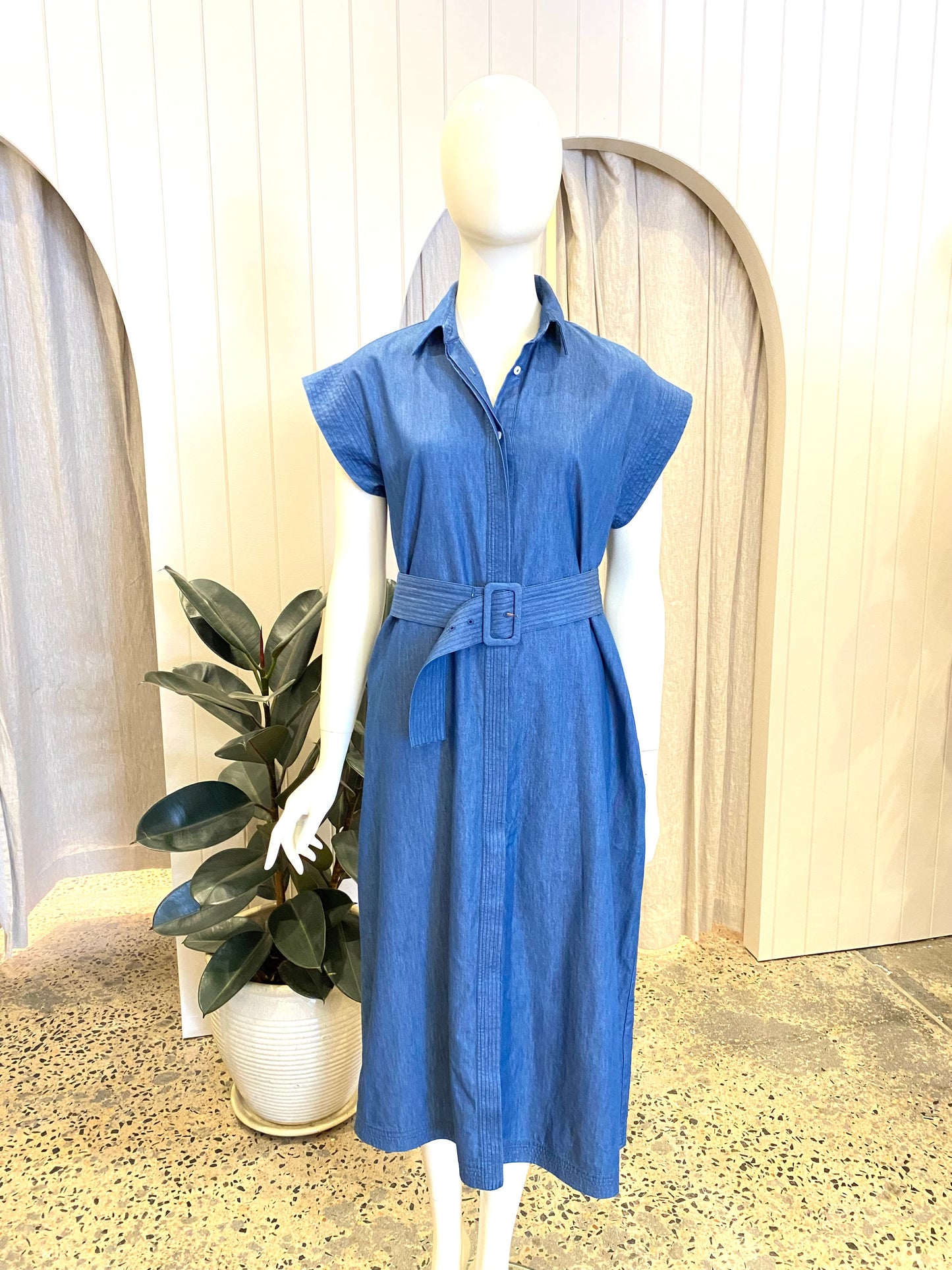 Shirty Fifi Chambray Shirt Dress - Size M