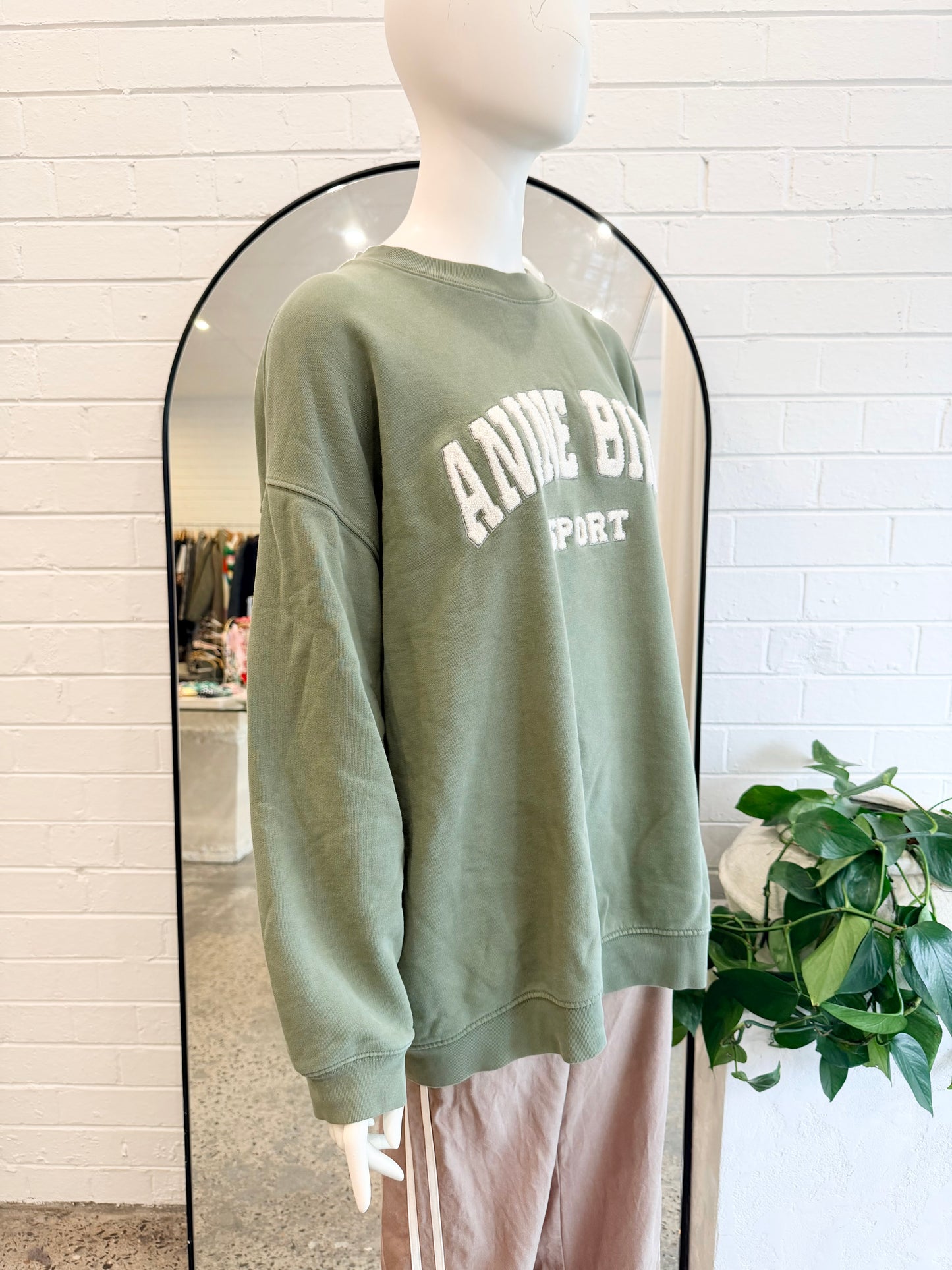 Anine Bing Artichoke Green Tyler Sweatshirt - Size XL (12 - 14)