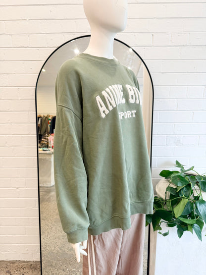 Anine Bing Artichoke Green Tyler Sweatshirt - Size XL (12 - 14)