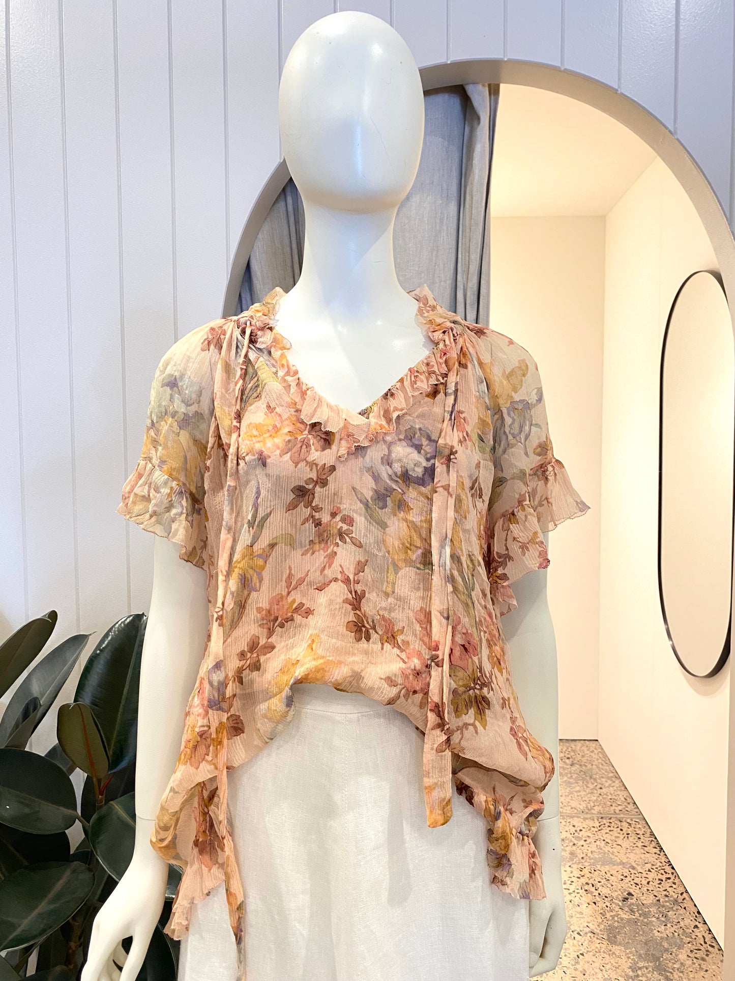 Zimmermann Espionage Tie Neck Blouse - Size 0 (8)