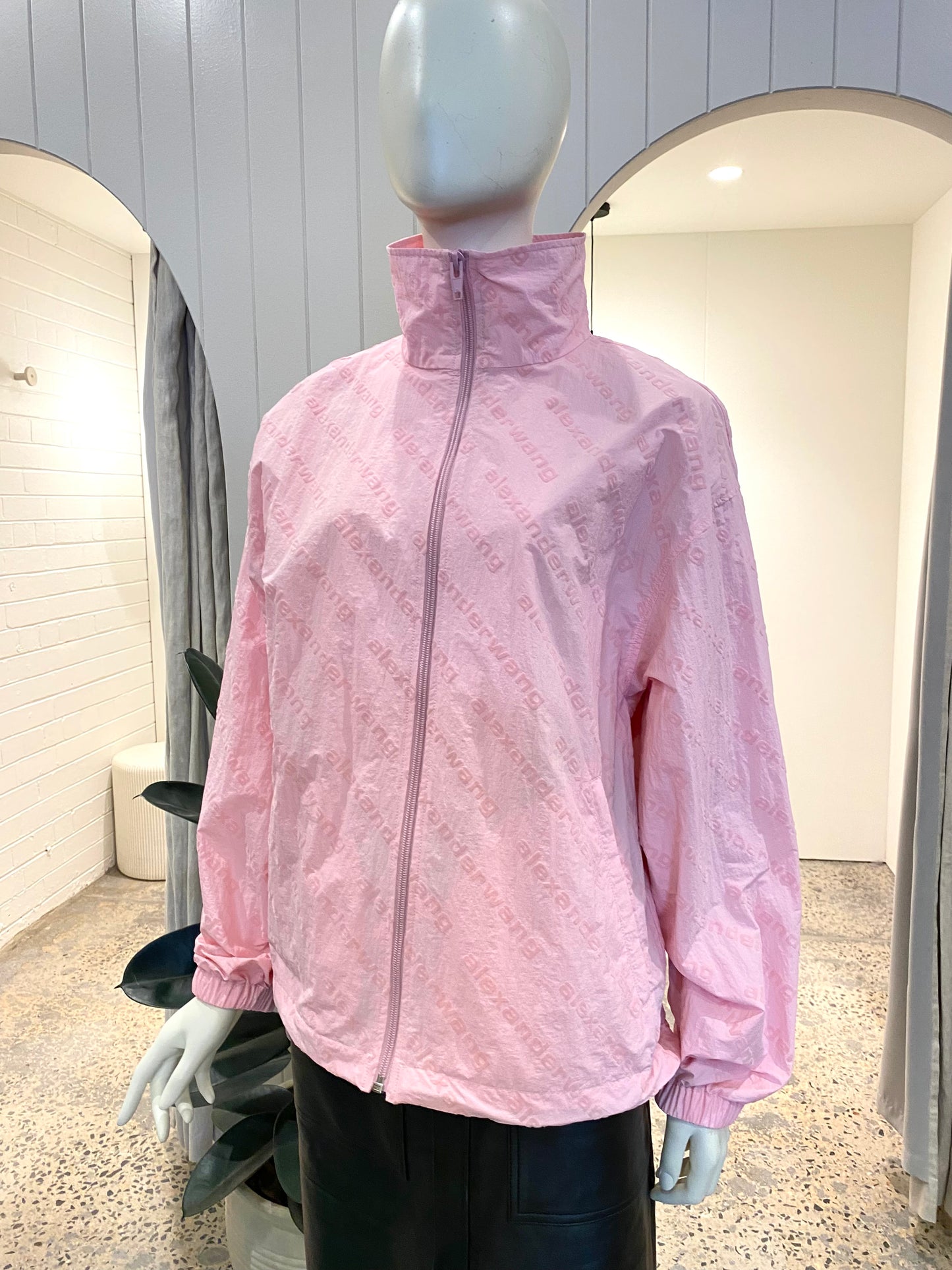 Alexander Wang Flocked Logo Oversized Track Jacket - Size XS (8)