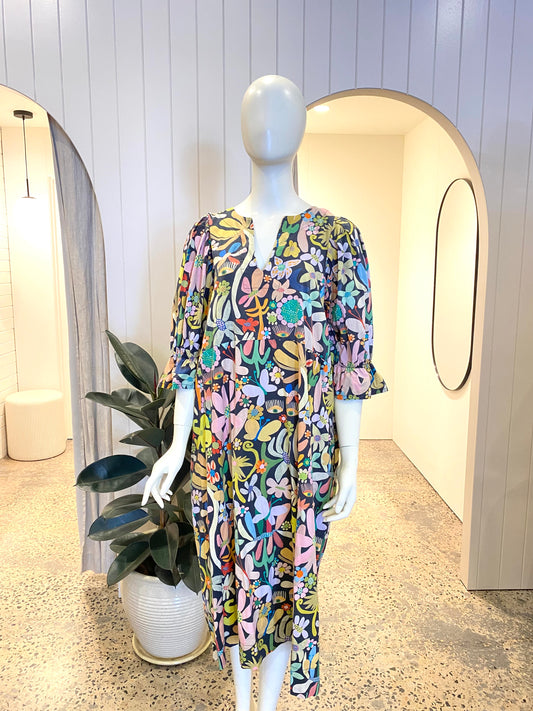 Kuwaii Night Blooms Midi Dress - Size 16