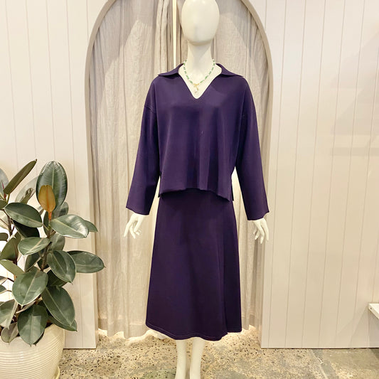 Country Road Crepe Knit Set in Eggplant - Size 6/8