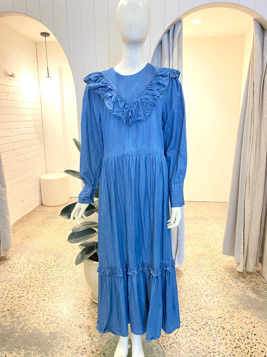 Selected Femme Denim Prairie Dress - Size 42 (10/12)