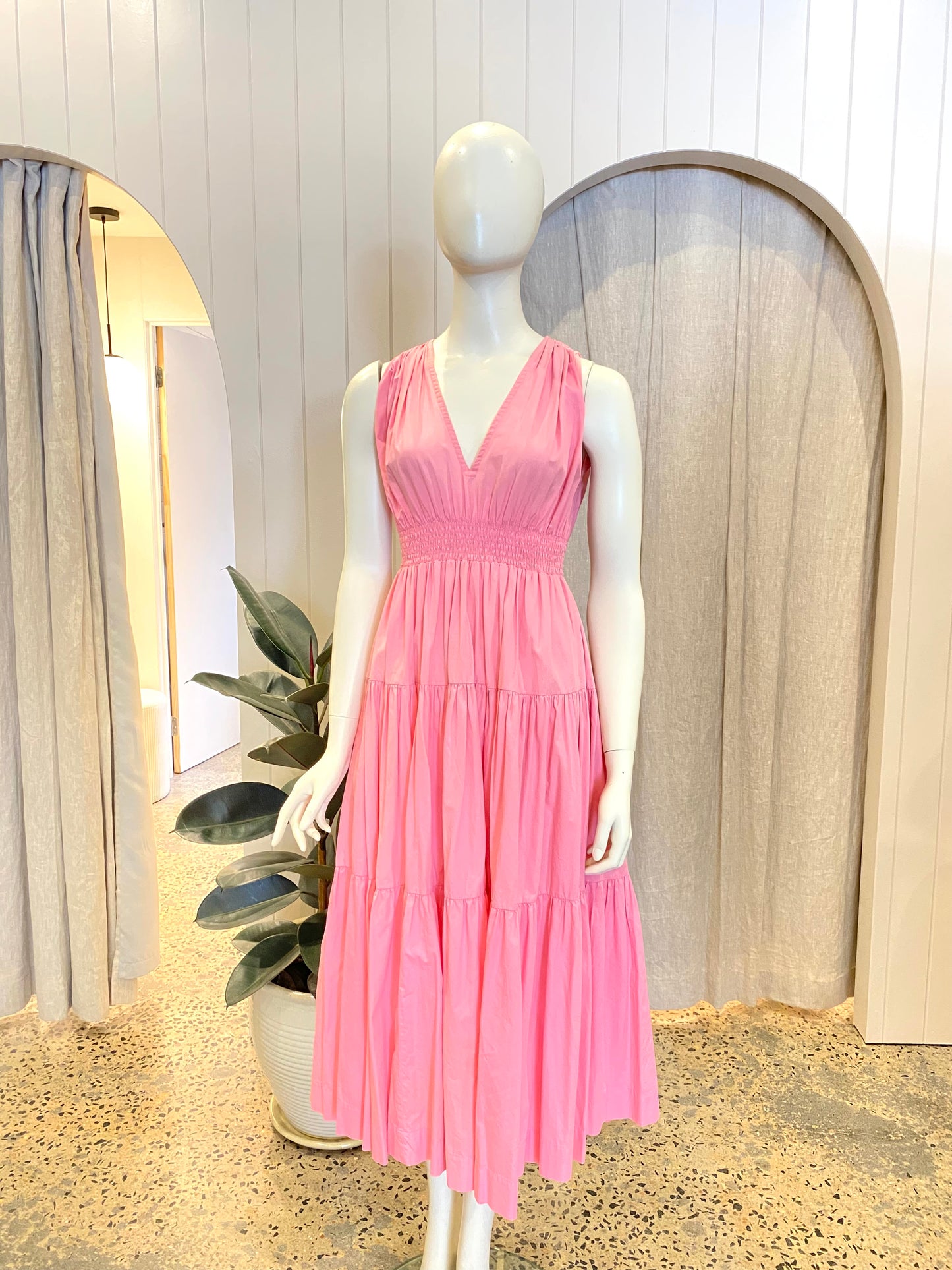 S/W/F Pink Teired Midi Dress - Size XS