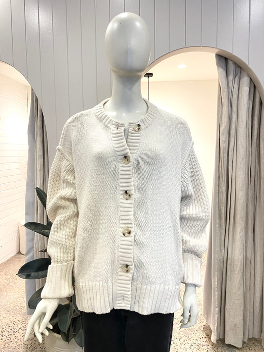 Elka Collective White Cotton Blend Cardigan - Size 14
