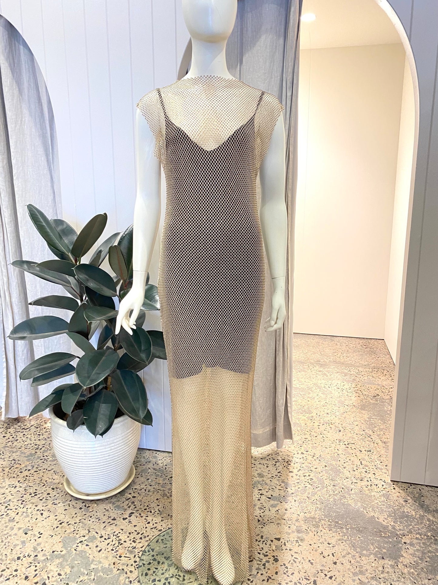 Husk Mesh Rhinestone Dress - Size 10