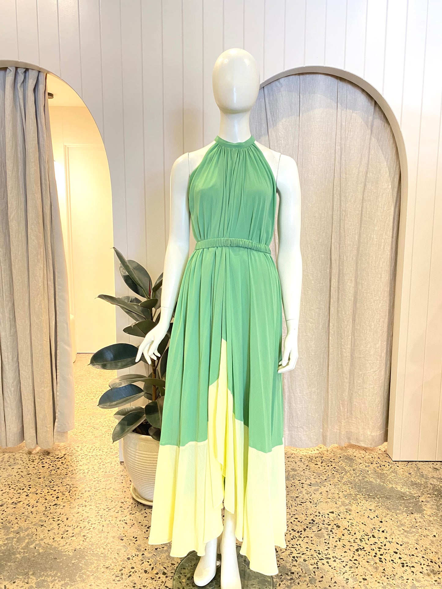 Saloni Irist two tone Georgette Halterneck Maxi Dress - Size 8