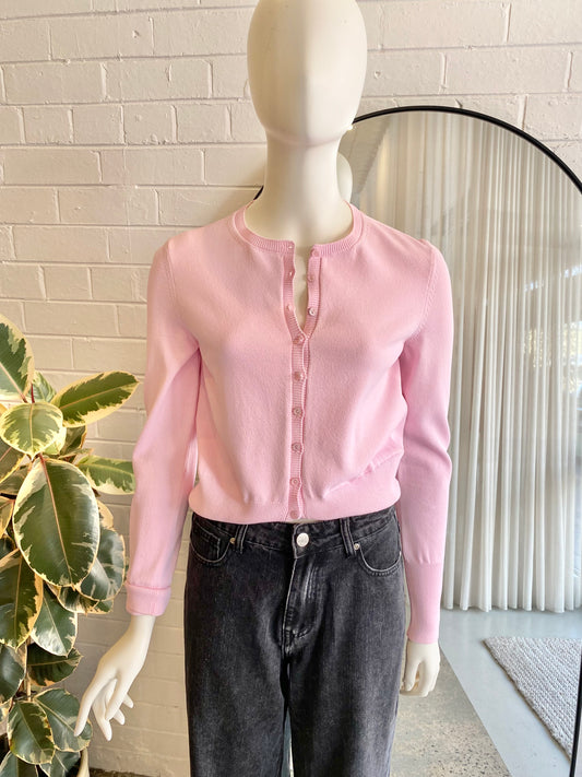 Scanlan Theodore Pink Crepe Knit Cardigan - Size S