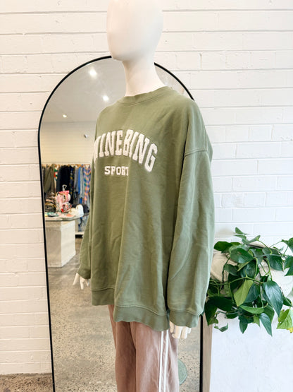 Anine Bing Artichoke Green Tyler Sweatshirt - Size XL (12 - 14)