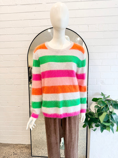 See Saw Angora Stripe Blend Stripe Knit Jumper - Size L (12)