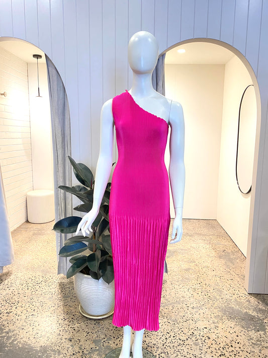 Lidee Soiree One Shoulder Dress In Hot Pink - Size 8