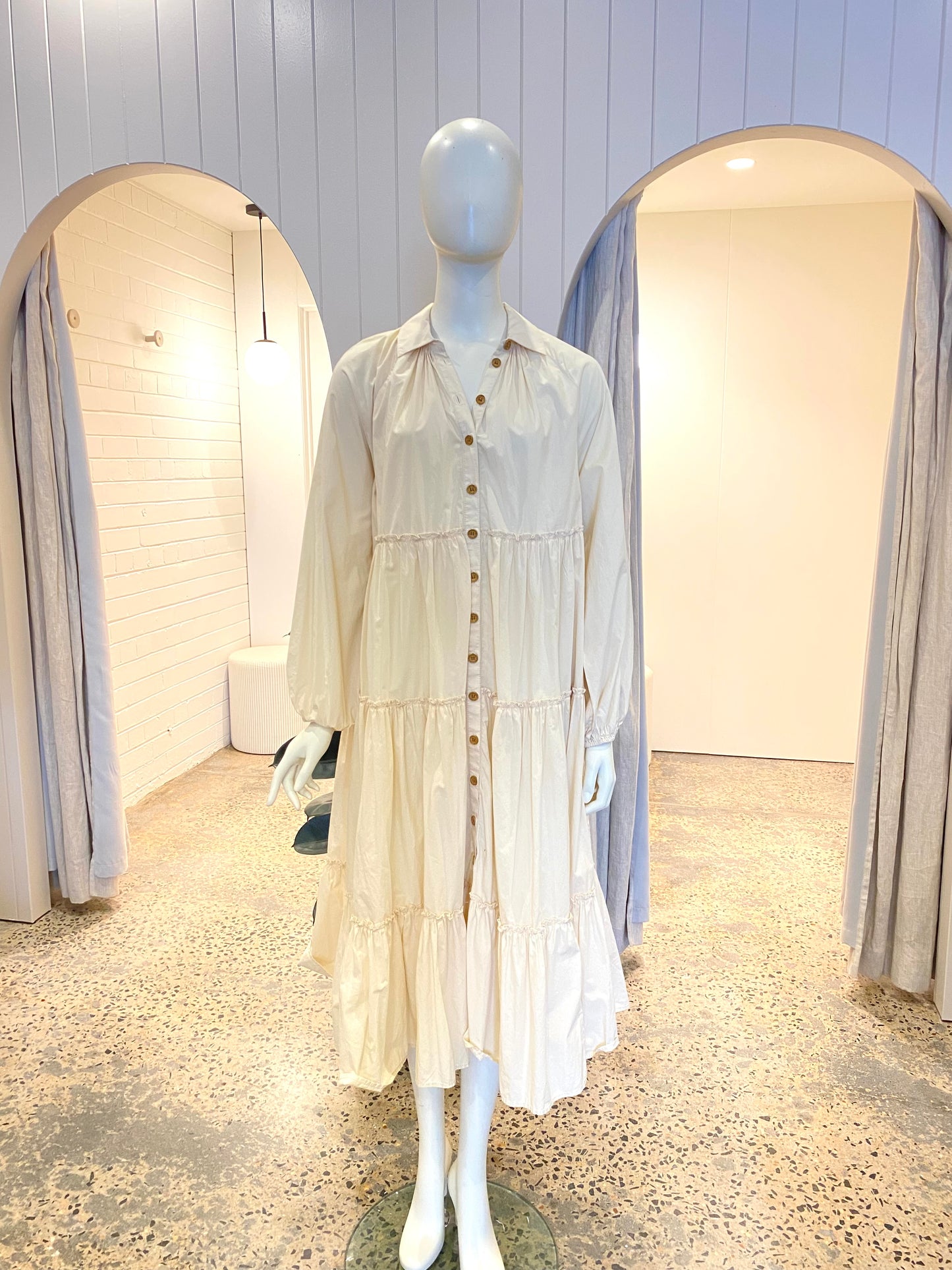 ByTimo Cream Tiered Midi Dress - Size 14