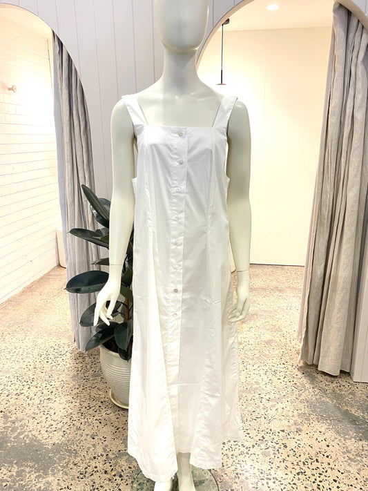 Arthur Apron Midi Dress in White - Size 12