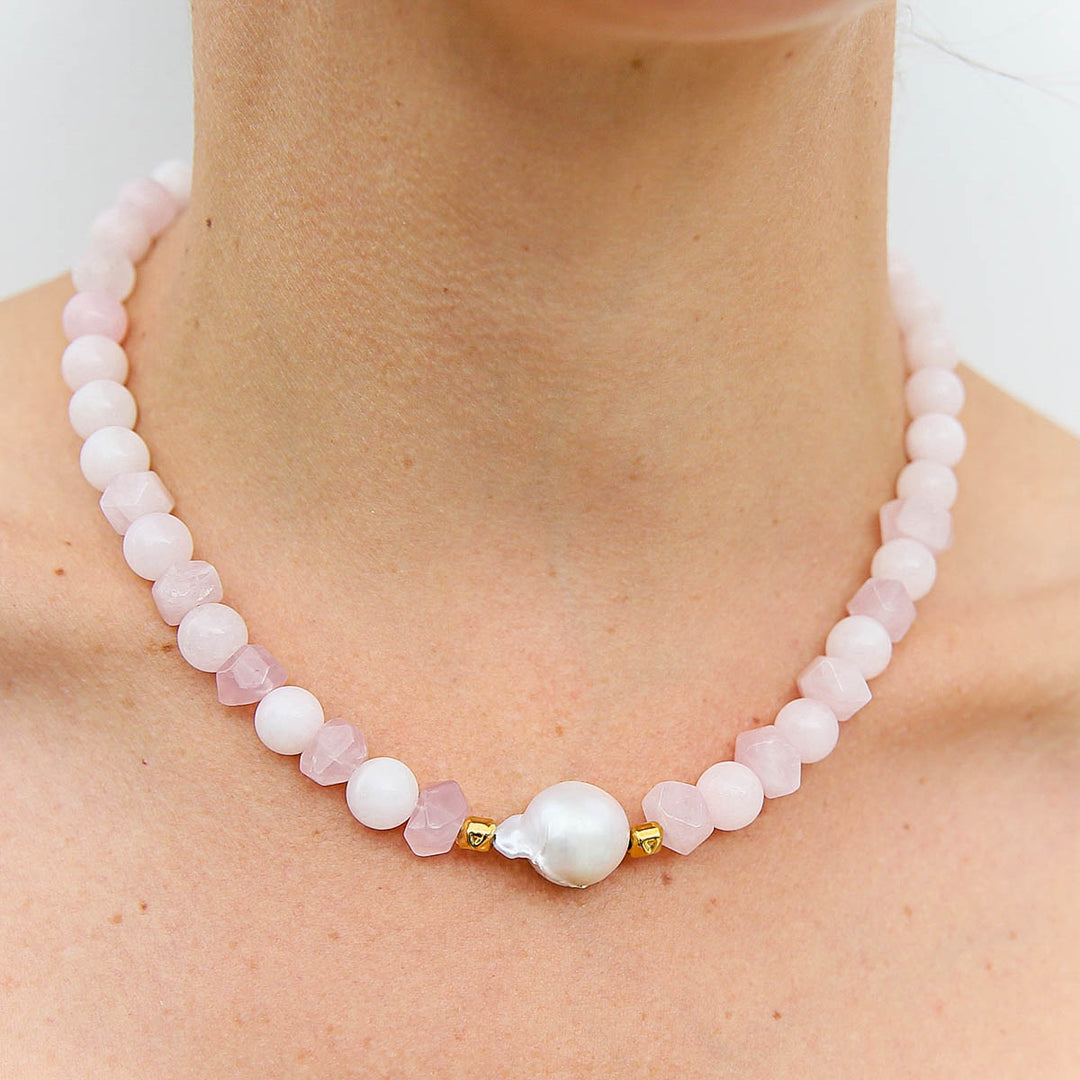 Kingston Blush Quartz Keshi Necklace
